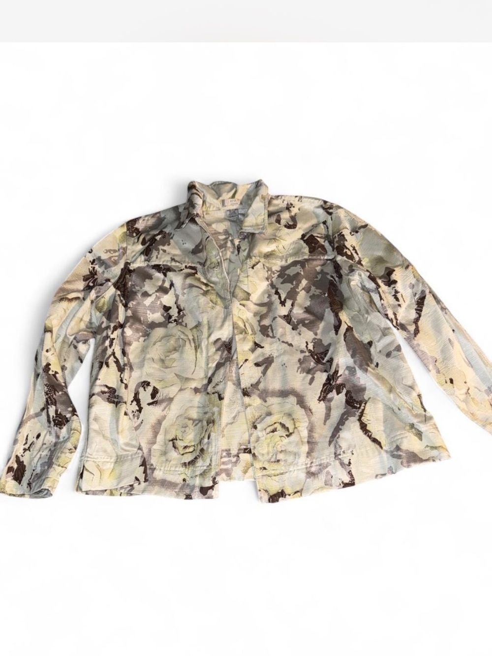 ERIN by Erin Fetherston Pale Yellow & Taupe Floral Print Jacket